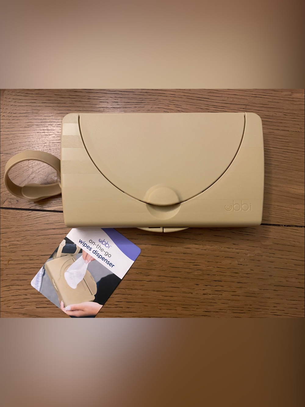 Ubbi Beige On-the-Go Wipes Dispenser - Portable Baby Wipe Holder